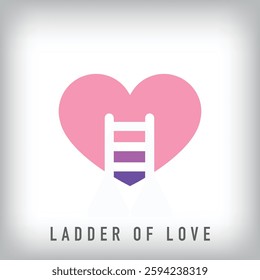 Different staircase to the heart logo design. Creative love design, corporate identity. vector