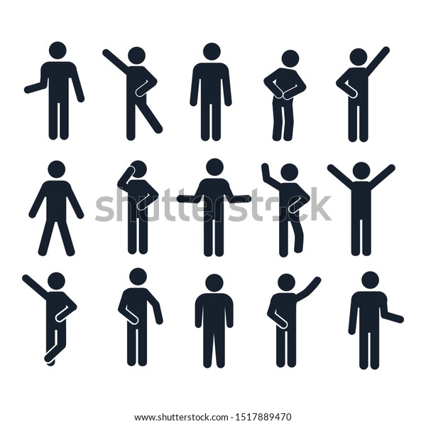 Different Standing Man Poses Pose Icon Stock Vector (Royalty Free ...