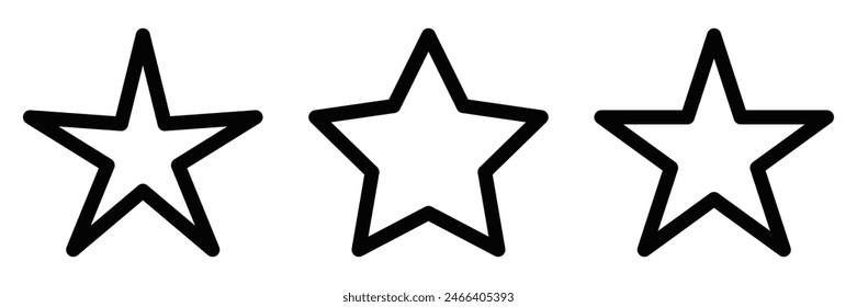 Verschiedene Sterne Formen Vektorillustration. Geeignet für Bewertung, Dekoration und festliche Projekte. Bearbeitbarer Strich.