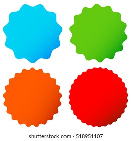 Different Starburst / Sunburst Badges, Shapes In 4 Color