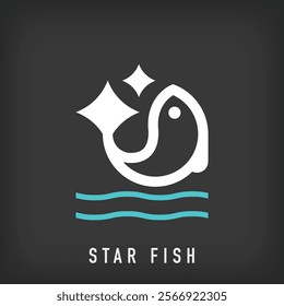 Different starry fish logo. Aquarium, restaurant and company logo template. vector