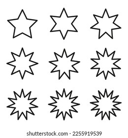Different stars icons. Star icon. Tattoo art. Glitter pattern. Vector illustration.