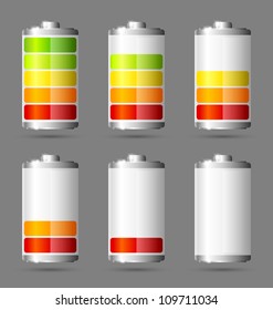 Different states of charged battery icons