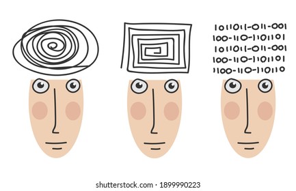 Different states of mental health, Different mind types, abstract vector illustration