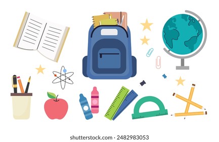 Verschiedenes Briefpapier für das Studium von Vektorillustrationen Set
