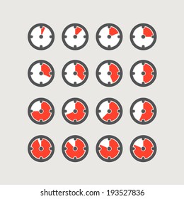 Different status of clocks. Vector collection