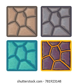  
 Different stone textures for the game. Vector illustration.