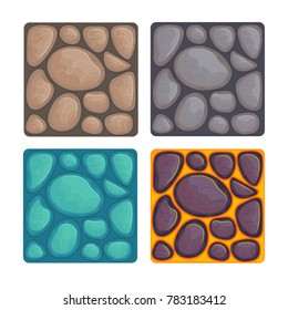 Different stone textures for the game. Vector illustration.