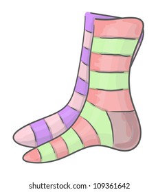 Different striped unpaired socks eps 10 vector sketch