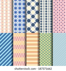 Different striped vector seamless patterns