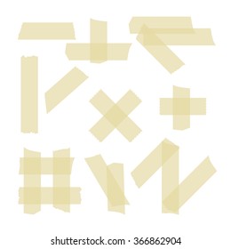 Diferentes rayas de cinta conductora. Fondo blanco. Vector de material. Eps 10.