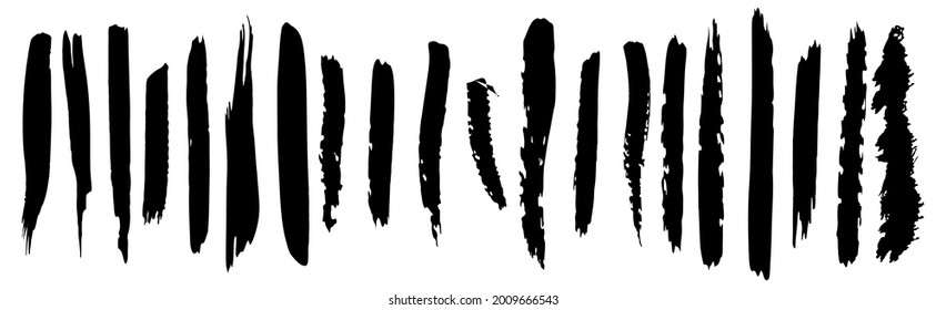 Different strokes of black paint on a white background - Vector illustration