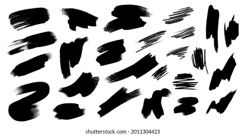 Different strokes of black paint on a white background - Vector illustration