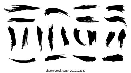 Different strokes of black paint on a white background - Vector illustration