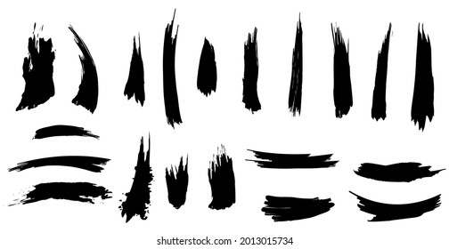 Diferentes trazos de pintura negra sobre un fondo blanco - Ilustración vectorial