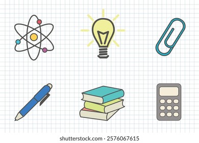 different study school icons set vector