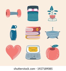 different stuffs cartoon daily icons