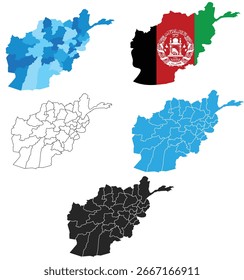Different Style Afghanistan Map – Creative Geographic Vector Design	