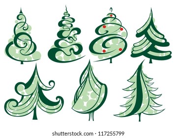 Different style of christmas tree
