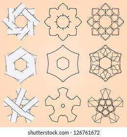 Different style design elements. No open shapes or paths.