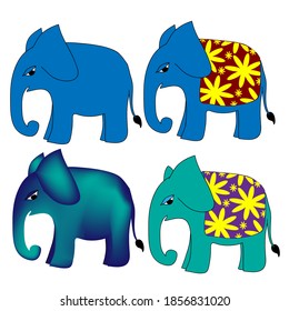 different style elephants cute characters vector