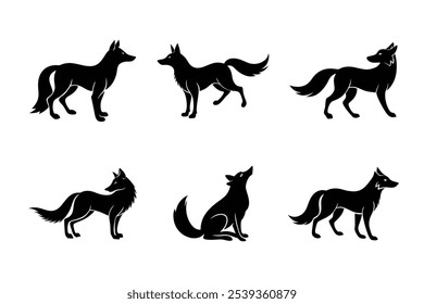 Different style of fox silhouette