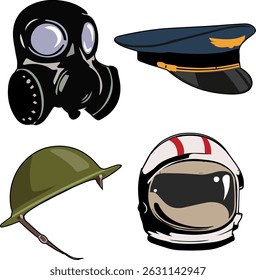 verschiedene Art von Kopfzubehör und Kappen