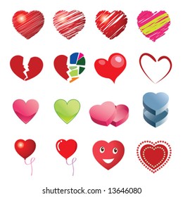 Different style heart icons