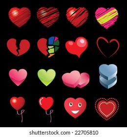 Different style heart icons