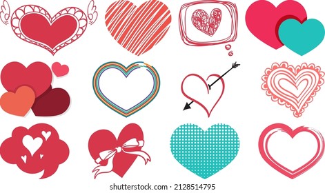 Different style of hearts isolated on white background illustration