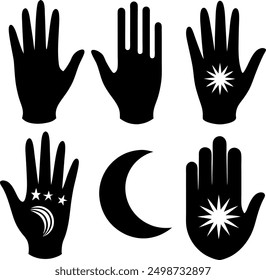  diseño de Vector de silueta de mano izquierda de estilo diferente