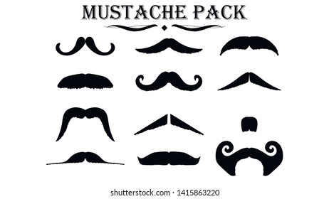 Different style mustache vector pack 