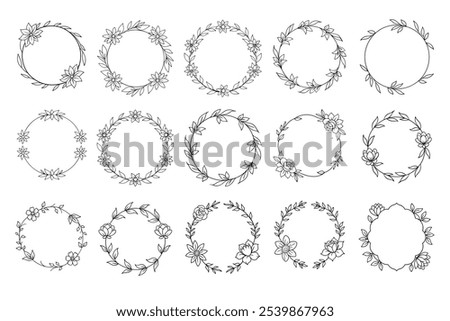Different style of round floral frame