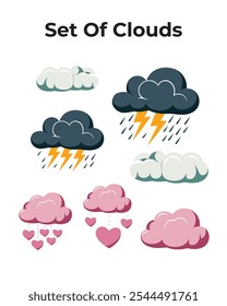 different style set of clouds illustration 