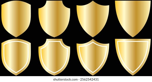  different style of shields icon set. protection and unprotection shield icon set.  Shield icons in vintage style. vector illustration eps 10.