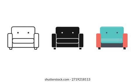 Conjunto de ilustración de sofá de estilo diferente