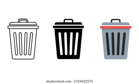 Diferente estilo de conjunto de iconos de papelera