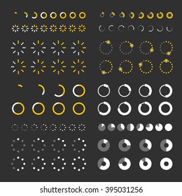 Different style trendy preloaders. Vector elements and pictograms collection 