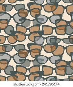 Different style of types sunglasses, seamless pattern, cartoon flat style vector illustration.