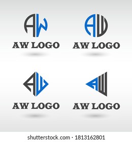 Different style typography AW letter vector Logo