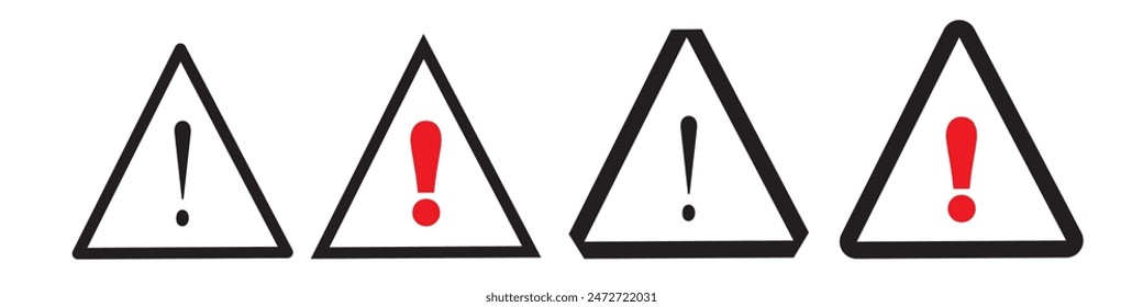Different Style warning icon set. Vector illustration.