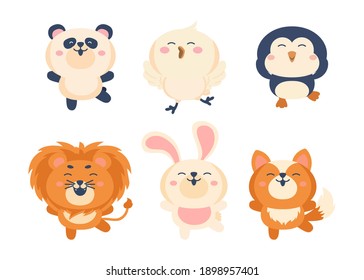 Different style of wild animal on a transparent background. Isolated objects, windy illustration.