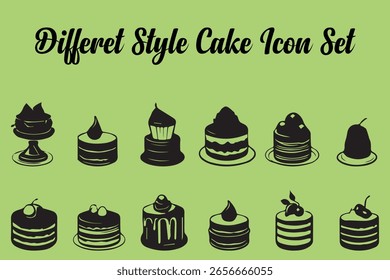 Different Styles Cake Icons Set