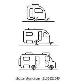 caravana de estilos diferentes, icono de van, ilustración de vector modificable 