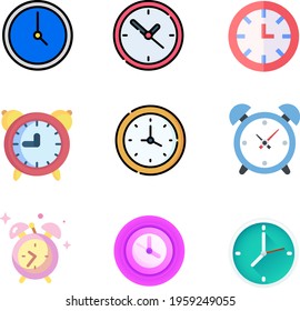 Different Styles Clock icons in vector Format. All Are 9 Icons