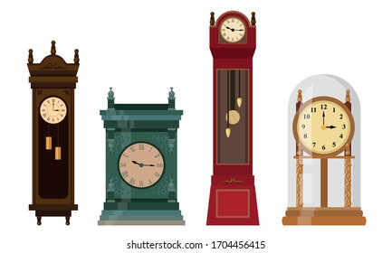 Distintos estilos de relojes para la decoración interior ilustración vectorial