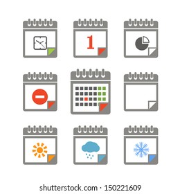 Different styles of color calendar icons collection