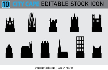 Different styles of icons set the design. City cap icon design set. City cap flat icons