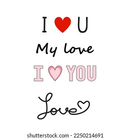Different styles of I love you letters