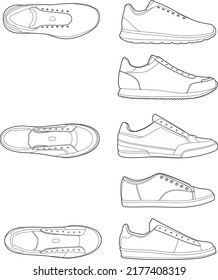 Different Styles Sneakers Side Top View Stock Vector (Royalty Free ...